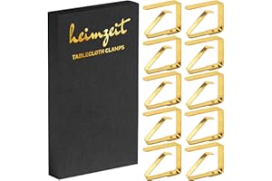 heimzeit Tischdeckenklammern aus hochwertigem Edelstahl [10 Stück, 4 cm] Farbe: Gold, Tischtuchhalter für draußen und drinnen,Tischtuchklammern für Tische mit max. Plattenstärke von 3 cm