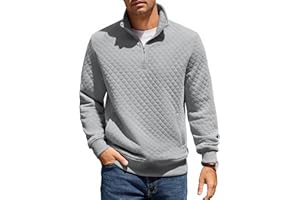 COOFANDY Men's Zip Neck Sweatshirt Winter Long Sleeve T-shirt Stand Collar Sweatshirt Regular Fit 1/4 Zip Pullover Jumper Warm Sweater with Pocket