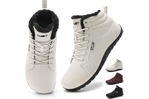 Schuvox Barfußschuhe Stiefel Sneaker Breite Walking Schuhe Barfuss Damen Herren Herbst Winter Trail Minimalistische Warm Gefüttert Zero Drop Solhe Fitness Weit Rutschfest Wasserabweisend