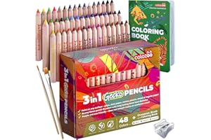 colozoo Set Gecko 3 en 1 | 48 Colores para Niños, 2 Pinceles, Sacapuntas y Libro para Colorear | Ideal para Pinturas, Libros para Niños de 3 Años y Ceras