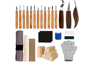 TAVADAKit Intaglio Legno 33 Pezzi,con blocchi di legno,coltelli e accessori pratici per intaglio sicuro e creativo;set di coltelli da intaglio,perfetto per principianti,hobbisti e come regalo creativo