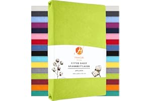 ‎HEIM24H GERMANY Heim24h® Fitted Sheet, Jersey Fitted Bed Sheet with a Base Height of 18 to 30 cm, 100% Cotton, High Quality, Elastic, Breathable and Soft