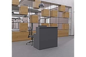 AIGENTLICH EIGENTLICH Empfangstheke modular moderne Rezeptionstheke Empfangstresen Hotellobby Empfangsbereich Bürotheke Praxistheke mit großer Arbeitsfläche Farbe anthrazit 120x75x110,5cm