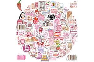 VELLIVAR Pink Bookish Stickers - 100pcs Aesthetic Reading Stickers for Kindle, Booktok & Scrapbook
