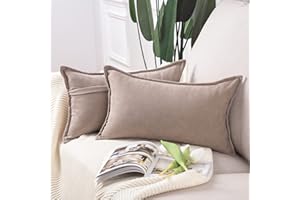 Madizz Juego de 2 Suave Felpilla Decorativo Funda de cojíns Lujo Estilo Fundas de Almohada para el sofá Dormitorio Topo Claro Rectangular 30 x 50 cm