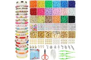 Fournine 5300 Pezzi Perline per Braccialetti, Perline Argilla per Collane, Bigiotteria, Ciondoli per Bambini Adulti, Set Braccialetti Bambina Fai Da Te