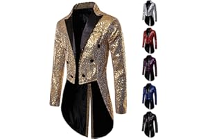 LJHH Frac da Uomo Cappotto Brillantini con Paillettes Glitterati Blazer Giacche Casual Smoking Vestito Elegante Cerimonia Giacca Uomo Vintage Festa di Nozze Costume Abbigliamento Medievale Cappotto Lungo