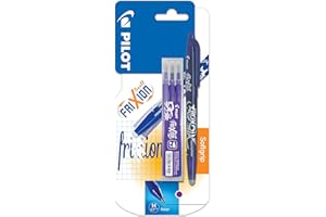 PILOT Frixion Ball — Set 1 penna più 3 ricariche di inchiostro gel termosensibile, punta viola, medio, 1 unità (confezione da 1)