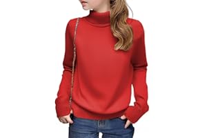 Arshiner Mädchen Pullover Rollkragen Kinder Winter Strickpullover Freizeit Einfarbiges Basic Langarmshirts für Mädchen 5-14 Jahre