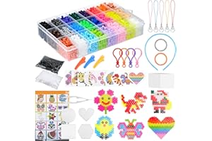 WuGU Set Perline da Stirare, 6300 Pezzi a Fusione 24 Colori, 5 MM, Kit Creativo Fai da Te, Bambini DIY Artigianali Con Carta da Disegno e Manuale di Progettazione