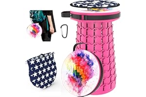 ALEVMOOM Taburete plegable portátil con cojín, taburete telescópico con pintura, taburete plegable retráctil, capacidad resistente, 440 libras, taburete de camping para senderismo, jardín, barbacoa
