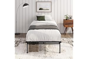 Zinus Justin 3ft Single Bed Frame (90 x 190 cm) - 14.2'' Height - Metal Bed Base with Steel Slat Support - Storage Space Underneath - Easy Assembly - Black