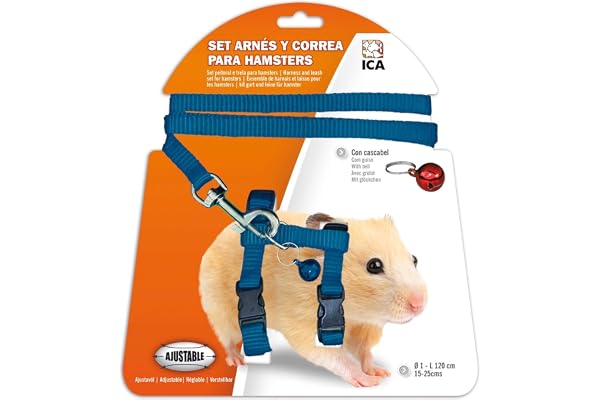 ICA DA977 Ensemble Harnais et Laisse pour Hamster, Bleu