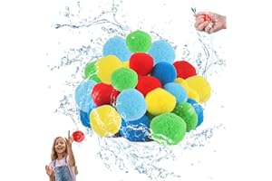 PANEMY 30 Pièces Balles à Eau Réutilisables, Bombe a Eau, Ballons d'Eau Réutilisables, Boules d'Eau en Coton, pour Fête d'Été en Plein Air, Bataille d'Eau Dans le Jardin, Jeux d'Eau Enfant Exterieur