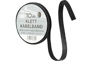 LIVAIA Attache-câbles noir, réutilisable et auto-adhésif: 10m de ruban agrippant pour le rangement du bureau - Organisateur de cable et fil électrique sous forme de rouleau adhésif par LIVAIA