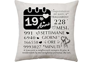 ACONESONG 19 ° Compleanno Decorazioni Regalo per Lei 19 Anni Compleanno Regali per Ragazze e Ragazzi 45 x 45 Cuscino Copertura Figlia Figlio Sorella Fidanzata Fidanzati Fidanzati 19th Idee Compleanno (19 Anni)