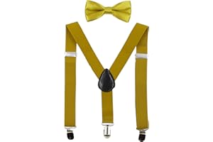 HANERDUN Tirantes Unisex con Pajarita para Niños y Niñas Fijación con Tres Clips en la Cintura del Pantalón para Niños de 1-10 Años