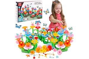 AQXONG zabawkowe kwiaty do układania, do samodzielnego wykonania, budowa ogrodu kwiatowego - 148 szt