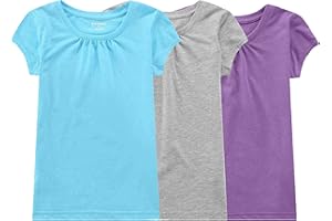 BIENZOE Mädchen Antimikrobiell Schnelltrocknend Kurzarm T-Shirt 3pcs Satz