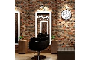 JOLIHOME Papel Pintado Autoadhesivo Efecto Ladrillo Rojo Gris y Marrón Papel de Contacto Vintage Colorido Pelar y Pegar Pegatina Pared Rollo de Vinilo Adhesivo para Cocina Dormitorio 44.5x500cm