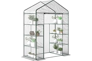 Outsunny Serre de Jardin avec étagères 4 Niveaux, Serre de Balcon, châssis en Acier, Porte zippée Enroulable, pour légumes Plantes Fleurs, intérieur et extérieur, 143 x 73 x 195 cm, Transparent