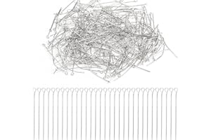 TIETOY 300Pcs Eye Pins Head Pins for Jewellery Making, Open Eye Pins Findings Earring Hooks Stainless Steel Ball Beading Pin for Earrings Pendant Bracelet Craft DIY (40mm x 1mm)