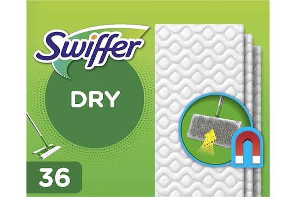 Swiffer Dammfångare refill torra våtservetter 36 enheter, fångar och håller 3 gånger mer damm, smuts och hår än en klassisk kvast
