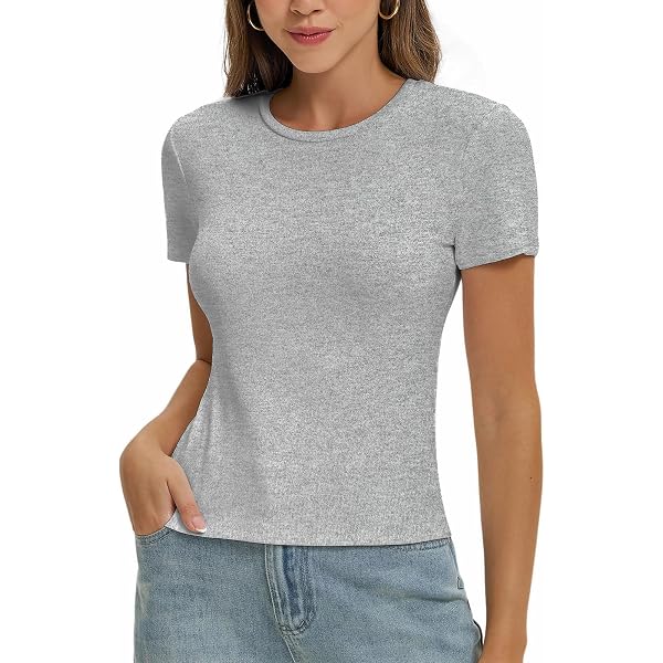 OOHOKAY Top Donna Y2K Scollo Quadrato - Maglietta Corta Slim Fit In Cotone - Taglie XS-XXL