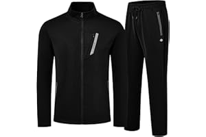 AjezMax Survêtement pour homme à manches longues Couleur unie Survêtement de loisirs sport de course avec fermeture éclair