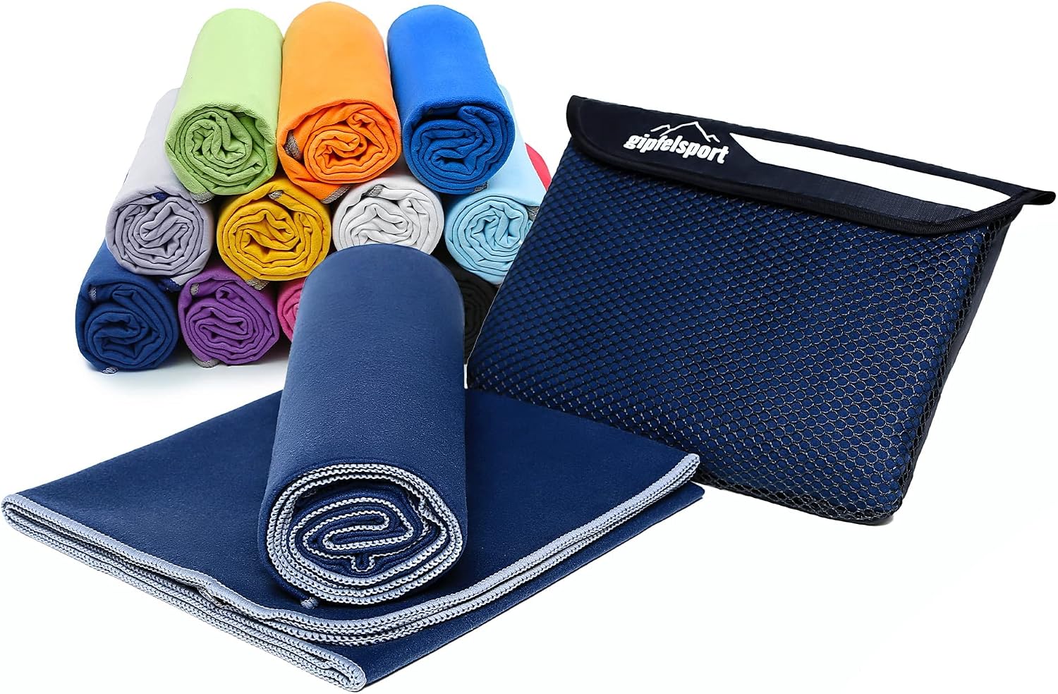 gipfelsport Toalla de Microfibra | Toalla de baño de Microfibra, Toalla de Viaje, Toalla de Playa | De Secado rápido, Ultra Ligero, Ahorro de Espacio | para niños, Hombres y Mujeres