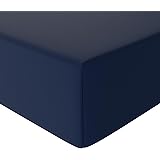 Amazon Basics - Lenzuolo con angoli in microfibra, 140 x 200 x 30 cm, Blu scuro