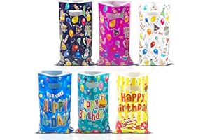 Dunkwckore 30 Stück Geschenktüten Kindergeburtstag, 26cm × 16.5cm 6 Stile Tüten Kindergeburtstag Gastgeschenke, Mitgebsel Tüten, Geburtstagstüten, Party Bags, Mitgebseltüten Partytüten