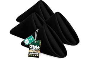 KICHLY Tovaglioli di stoffa - confezione da 24, tovaglioli di stoffa riutilizzabili morbidi e confortevoli - ideali per eventi e uso regolare a casa, Poliestere (Nero, 43 x 43 cm)