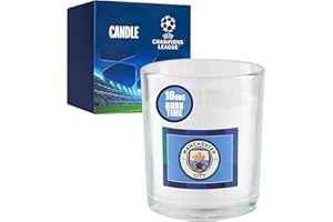 Manchester City F.C. Candle for Men & Teens, Unscented Jar Candle with 16 Hrs Burn Time, Home & Christmas Decor, Champions League Football & Xmas Gift