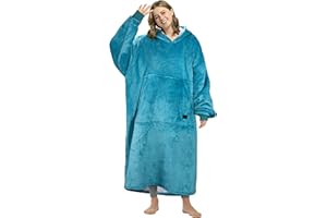 Kato Tirrinia Coperta con Cappuccio Lungo, Felpa Oversize Sherpa, Felpa Coperta Gigante con Ampia Tasca Frontale, Coperta con Maniche, Maglione Coperta per Adulti, Uomini, Donna, Fidanzata, Moglie