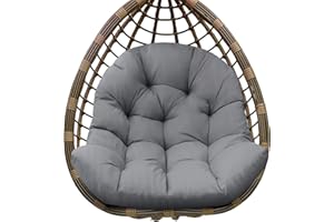 joomie Egg Swing Chair Cushion Replacement Waterproof 120x84x18 cm Thicken Outdoor Patio Hanging Basket Chair Cushions Removable Pad with Ties for Garden Cocoon Egg Hammock Chair, Grey 2#