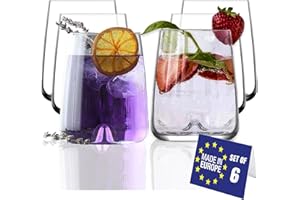 NORDIC SCHILLER LAV Vasos Modernos Grandes, Vasos de Agua Grandes de 475ml, Set de 6 Unidades, 100% SIN PLOMO Vasos de Cristal, Aptos para Lavavajillas, vasos de coctel, Vasos de Bebidas, Vasos de Zumo