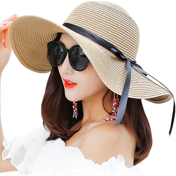 Cappello Di Paglia Pieghevole Da Donna Con Fiocco | Tesa Larga, UPF 50+, Regolabile | Ideale Per Spiaggia, Giardino E Viaggi