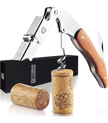 Cavatappi Manuale Professionale In Acciaio Con Manico Legno - Apribottiglie Per Vino Elegante - Foto 7