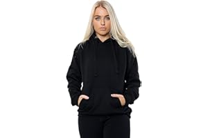 IMPORIO 11 Women Ladies Oversized Pullover Plain Hoodie Top with Out Zip Hoodies Sweatshirt Top Jumper UK 10-18