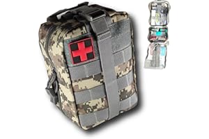 SECUENOR Trousse de secours militaire tactique compléte -Assemblée en FRANCE inclus 3 tire tiques, pansement compressif..Conçue pour le camping, maison,travail,voiture,sport.