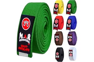 MAR INTERNATIONAL MAR | Martial Arts Belt, Plain Ranking Belt - 100% Cotton | Professional Equipment for All | Coloured Grading Belts, Ideal for Karate, Judo, Taekwondo, Jiu jitsu (220cm - 320cm)