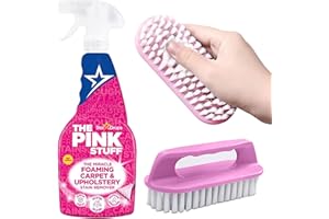 APHY ENTERPRISES Pink Stuff Carpet & Upholstery Cleaner 500ml + Scrubbing Brush | Tough Stain Remover for Sofas, Carpets, Rugs & Car Interiors | Deep Clean, Easy to Use, Odor-Free & Fast Drying