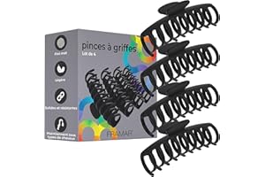 FRAMAR Grosse Pince Cheveux Femme - Pince a Cheveux Femme, Pinces à Cheveux Pour Femmes, Hair Clips, Grande Pince Cheveux – Noir 4pc