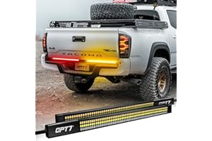 OPT7 Redline Parlux Triple Row LED Tailgate Light Bar for Tacoma w/Sequential Amber Turn Signal - Weatherproof Rigid Aluminum Light Bars Compatible with Tacoma Truck 2nd/3rd Gen. 2005-2023