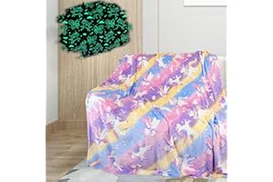 ‎XIAOBUDIAN XIAOBUDIAN Kuscheldecke Leuchtet im Dunkeln,Bett Sofa Flauschige Decke Kuscheldecken für Mädchen und Jungen,Geschenke für Jungen Mädchen.(Einhörner Modell 1,130x150cm)