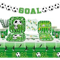 Decorazioni Festa Calcio 123 Pezzi - Piatti, Tovaglioli, Tovaglie, Striscione Compleanno - Foto 6