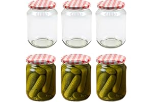 Devitre Set of 6 Preserving Jars with Lids 720 ml Storage Jars with Labels