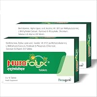 Trexgen NUROFOLYX® ADVANCED with Vit. B12 (Methylcobalamin), Benfotiamine, Alpha-Lipoic Acid, Inositol, L-Methylfolate, P5P, Selenium, Chromium, Vitamin D3, 30 Tablets - Pack of 2