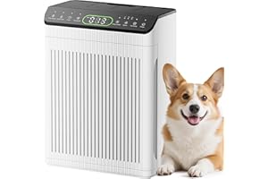 EVALIT Luftreiniger 2200 Ft² Air Purifier mit Waschbaren Luftfiltern & Duft Luftreiniger für Allergiker zu Hause mit PM 2,5-Anzeige Luftqualitätssensor Luftfilter Raucherzimmer, Weiß, 1 Pack + 3 Modi